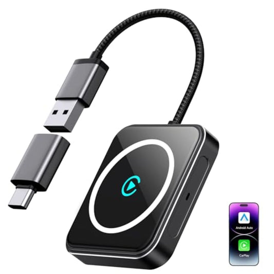 Wireless CarPlay & Android Auto Adapter – 2-in-1 Plug & Play